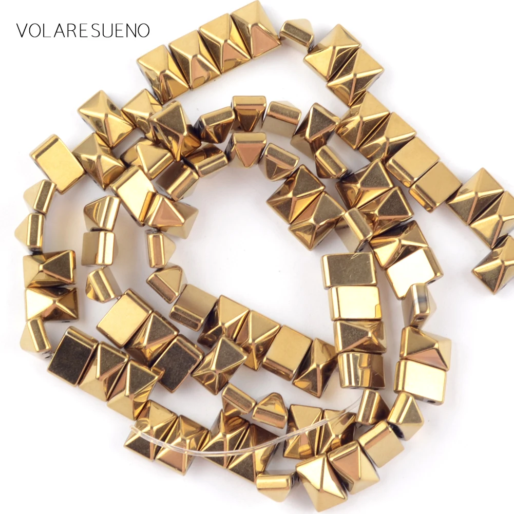 6*3/6*8*4mm Natürliche Farbe Golds Hämatit Stein Niet Doppel Loch Perlen für Schmuck Machen Spacer Lose Perlen Diy Handmade 15" – Detail 5
