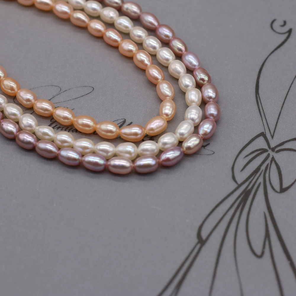 Natural Freshwater Pearl Rice Beads Punch Loose Pearls Bead For DIY Charm Bracelet Necklace Jewelry Accessories Making 3.5-4mm