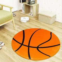 Модный оранжевый баскетбольный круглый ковер для детской комнаты, моющиеся Нескользящие Коврики для стульев, черный белый футбольный коврик для мальчиков