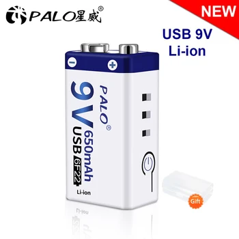 

PALO 100% original 6f22 9V usb battery 9v rechargeable battery 9V Li-ion lithium-ion battery for Thermometer microphone