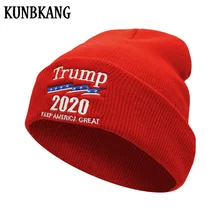 KUNBKANG Trump зимняя вязаная шапка мужские зимние головные уборы для мужчин и женщин KEEP AMERICA GREAT Trump шапка красные зимние шапки