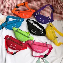 Child Mini Waist Bag Fanny Pack Cute Cat Ear Printed Joker Chest Canvas Pocket Money Belt Kids Waist Bag Buideltas