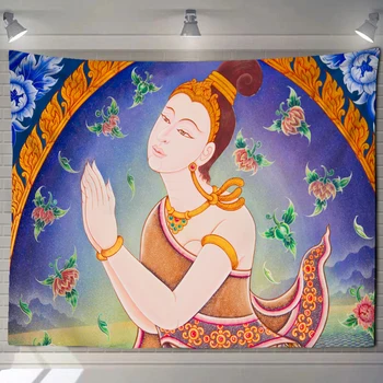 티베트 불교 Thangka 매달려 벽 태피스 트리 침실 부처님 동상 종교 벽화 Thang-ga 고대 예술 수집 홈 인테리어