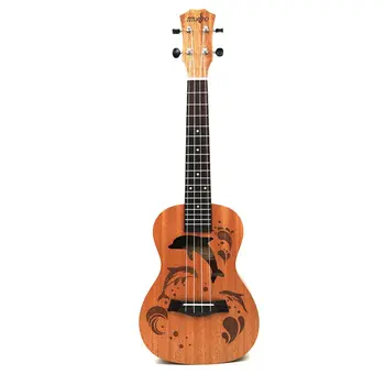 

Professional Dolphin Pattern Soprano Ukulele Uke Hawaii Guitar Sapele 4 Strings Wood Ukulele Musical Instruments For Beginner