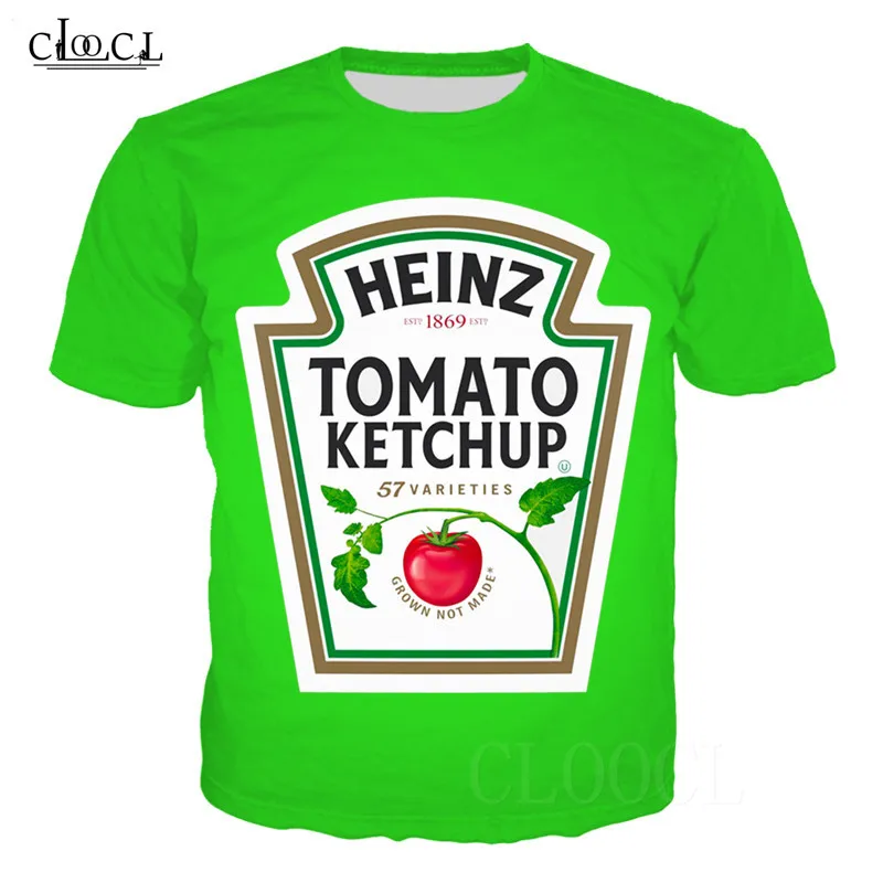 Casual Men T Shirt Tomato Ketchup T Shirt Pattern 3D Print Red Black White Tees Unisex Fashion T-Shirts Harajuku Streetwear Tops (1)