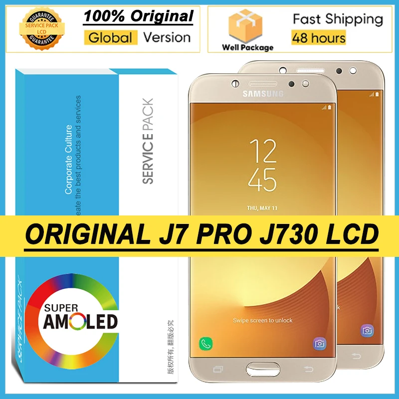 100% Оригинальный 5 ''Super AMOLED дисплей для Samsung Galaxy J730 J730F J7 Pro 2017 полный ЖК-дисплей
