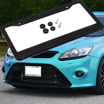 

1PC Universal Adjustable Car Number License Plate Frame Bracket Holder Carbon Fiber Auto Front Mount Bumper Brackets Car-style