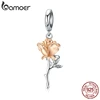 bamoer 3D Rose Flower Pendant Charm 925 Sterling Silver Rose Gold Color Charms for Bracelet or Necklace DIY Bijoux BSC145 ► Photo 1/5