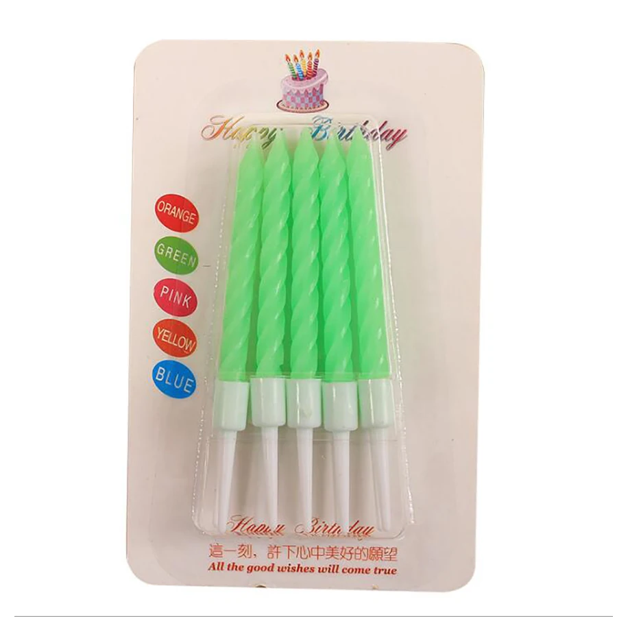 Green 10 шт./лот Coloful свечи рождения День рождения свечи торт украшения Baby Shower мальчик девочка первые День рождения для детей Dec - Цвет: Green
