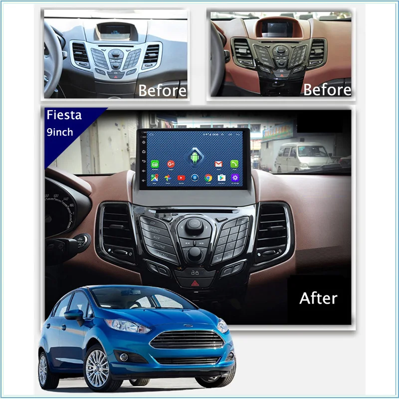 3g 4G wifi 9 дюймов Android 8,0 2+ 32G автомобильный dvd gps навигатор для Ford Fiesta 2009- мультимедиа с поддержкой Playstore SWC