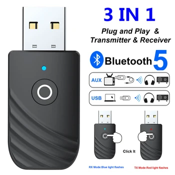

3-In-1 Bluetooth 5.0 Audio Transmitter And Receiver With 3.5mm Jack Support AUX And USB Stereo Wireless Music Adapter For TV Car