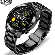 LIGE Smart Watch Men smartwatch LED Full Touch Screen For Android iOS Heart Rate Blood Pressure Monitor Waterproof Fitness Watch