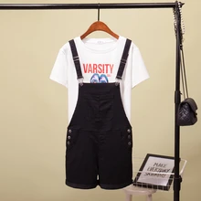 Женские брюки на подтяжках размера плюс, женские брюки на подтяжках, Женские Простые повседневные брюки с высокой талией, джинсы, короткие леггинсы