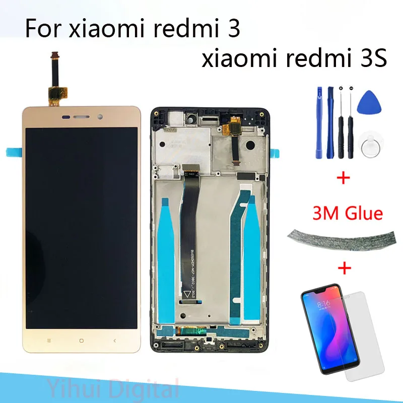 

For Xiaomi Redmi 3S / 3 Touch Screen 5.0 inch Digitizer Assembly Frame 1280*720 with Free Tempered Glass