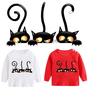 

Iron on transfer Funny cats heat-sensitive patches application of one stripes on clothes ironing printing for clothing tops