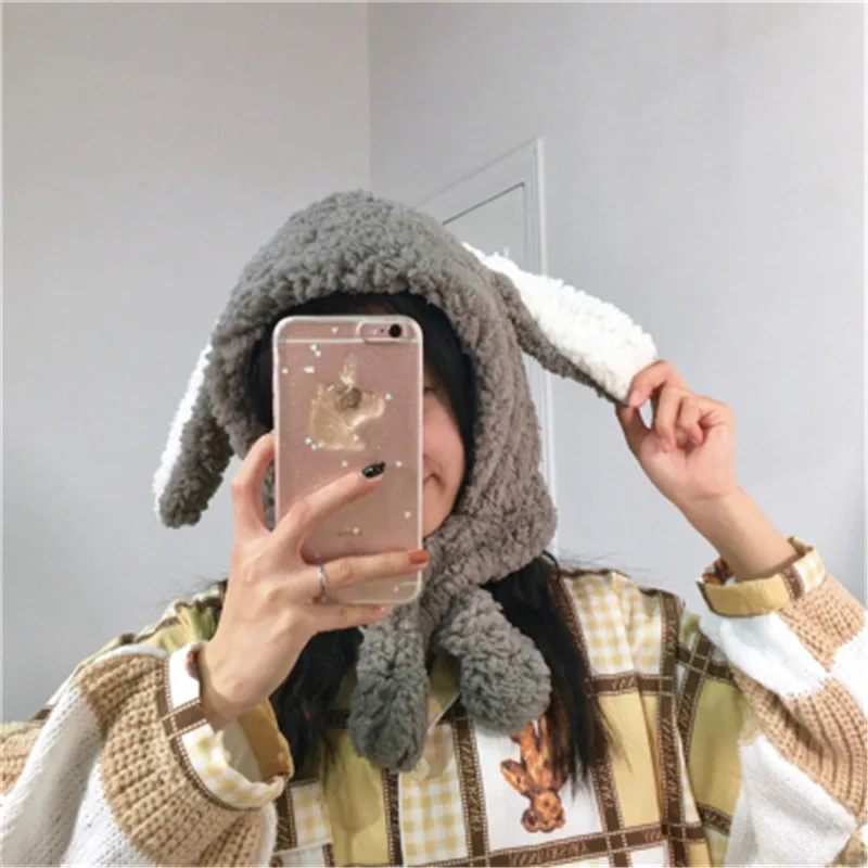 Cute animal hat kids winter warm and scarf set women designer bonnets bunny ears 2020 | Аксессуары для одежды