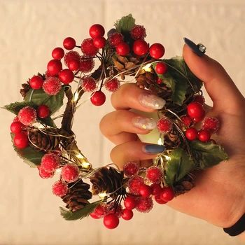 

Christmas Luminous Wreath Creative Present Cherry Garland Rattan Christmas Home Christmas Xmas Wedding Ornament