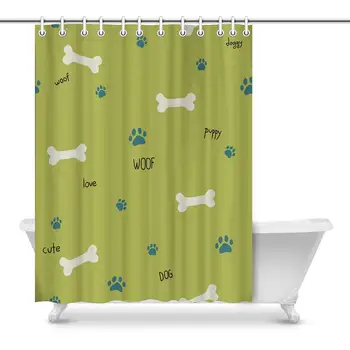 

Novelty Shower Curtain Bathroom Sets, Dog Bones Paws, Funny Fabric Home Bath Decor 84 X 69 Inches