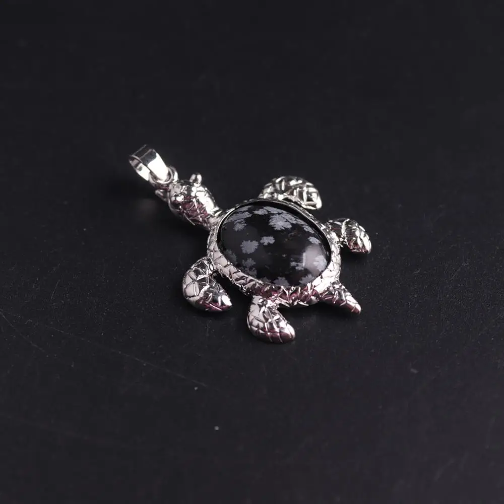 

Animal Tortoise Natural Stones Pendants for Necklace Fashion Snowflake Obsidian Amethysts Turtle Charms Jewelry Findings Making