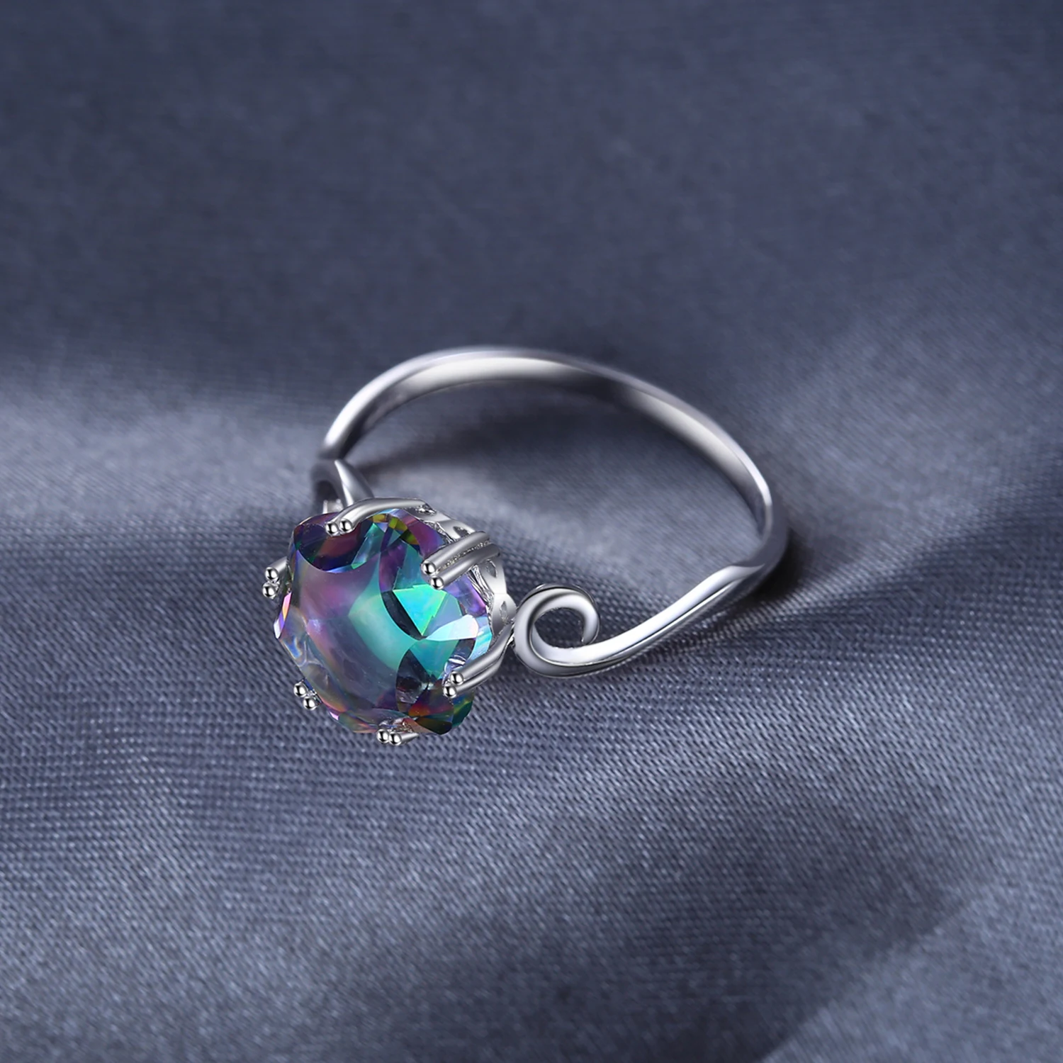 Jewelrypalace 3.2ct Подлинная Радуга своих Мистик Топаз Кольцо Solid 925 стерлингов Серебряные ювелирные изделия Best подарок для Для женщин Красивые ювелирные изделия