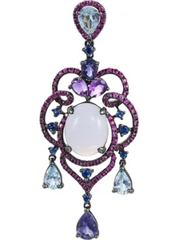 

Jay VI pendant with chalcedony, cubic zirconia and sapphires in gold