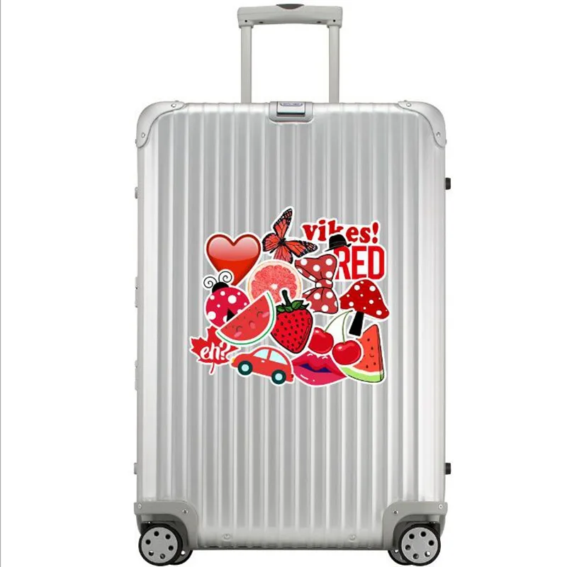50 шт., сплошной цвет, серия для девочек, фрукты, животные, свежий Модный милый чемодан, чемодан на колесиках, сумка для ноутбука, наклейка в стиле граффити, водонепроницаемая наклейка