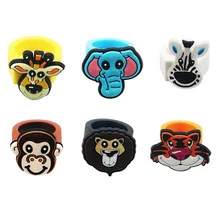6pcs/pack Zoo Animals Silicone Party Rings for Children Birthday Treat School Prize Kids Small Gift Jungle Safari Baby Shower
