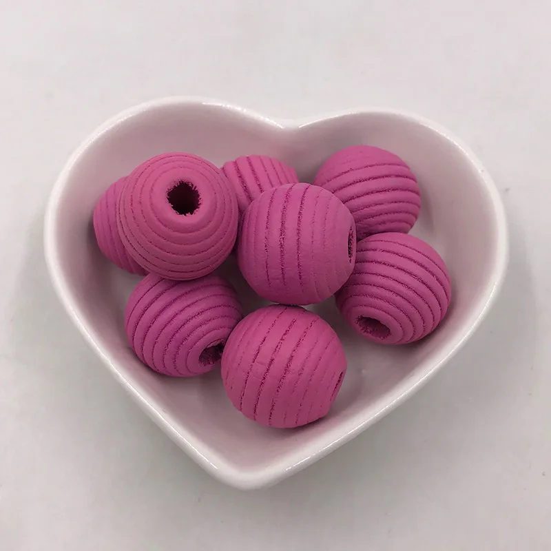 30Pcs Wood beads A Qikod 30 шт. 18 мм круглый улей деревянный шарик экологическая краска без лака DIY деревянное ожерелье-прорезыватель бусины, Прорезыватель игрушка в подарок - Цвет: 30Pcs Wood beads A