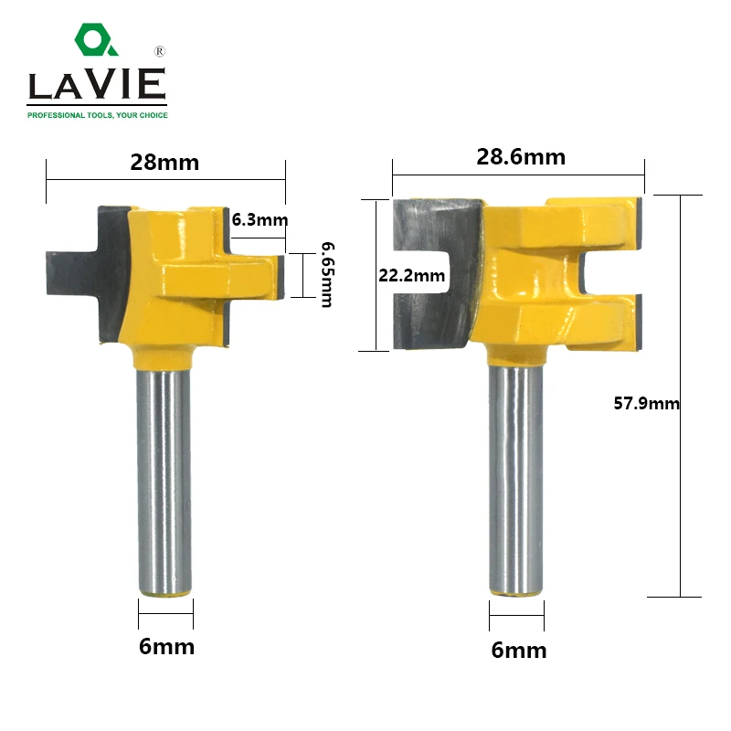 LAVIE 2шт 6 мм хвостовик t-слот Tenon Фрезерный резак, разделочный нож квадратные зубные фрезы для дерева инструмент Деревообработка MC01004-6