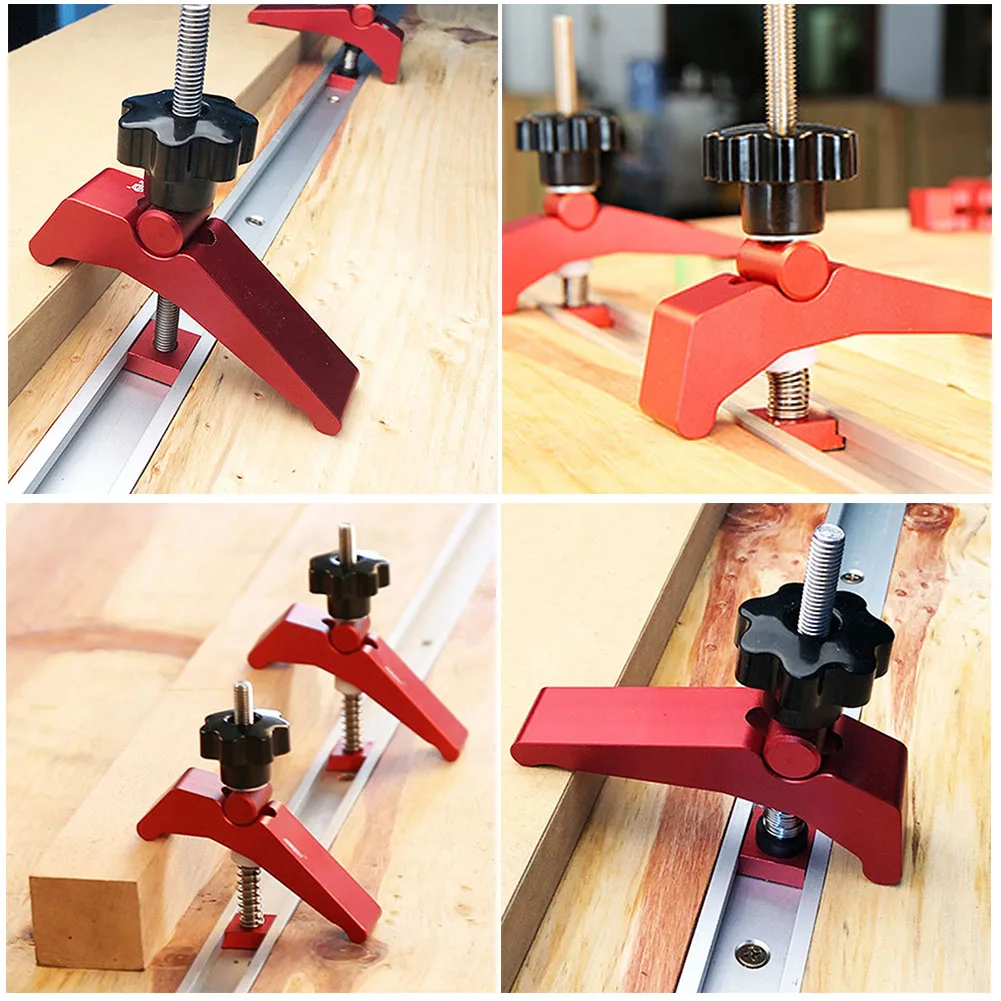 Алюминиевый сплав быстро действующий фиксатор Универсальный желоб блок удерживайте T трек зажим раздвижной деревообрабатывающий инструмент валик регулируемый