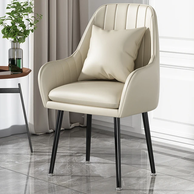 PU Leather Dinning Chair Nordic Style Furniture Black Golden Foot Makeup Armchairs For Bedroom Decoration Chairs Kitchen Chair As Picture