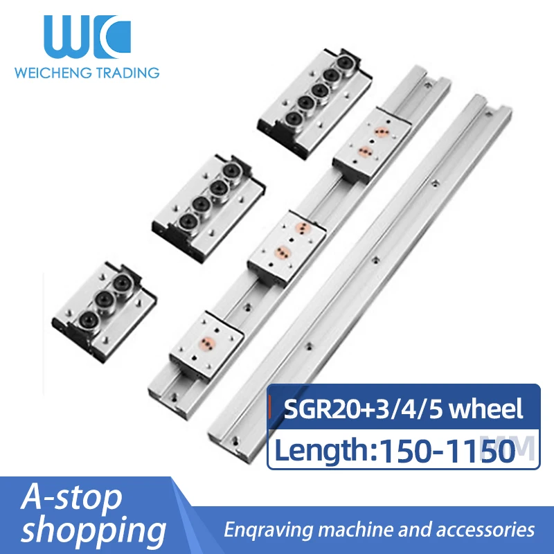 

1/2PC Built-in Dual-Axis Core Linear Guide SGR20 Length 150-1150mm+1/2/4PC SGB20-3/4/5Wheel Slider Slide Rail 3D printer parts