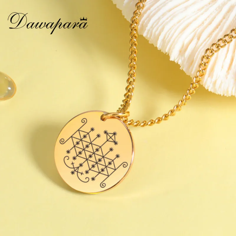 Dawapara Veve von Ogoun ( Ogun ) Voodoo Amulett Anhänger Halskette Edelstahl Schmuck Talisman Halsketten