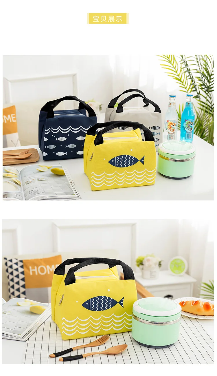 Portable Lunch Bag New Thermal Insulated Lunch Box Tote Cooler Handbag Bento Pouch Dinner Container School Food Storage Bags