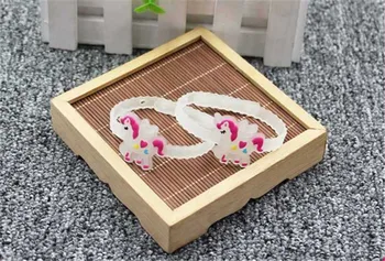 

60pcs/lot high quality PVC DIY sports wristband anime cartoon silicone unicorn bracelet glow in the dark bangle Christmas gift