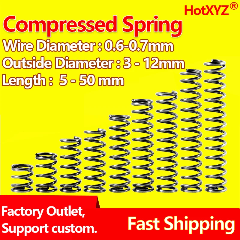 HotXYZ Compression Spring Y Type Cylidrical Coil Rotor Return Pressure Compressed Spring Steel 65Mn Wire Diameter 0.6mm 0.7mm