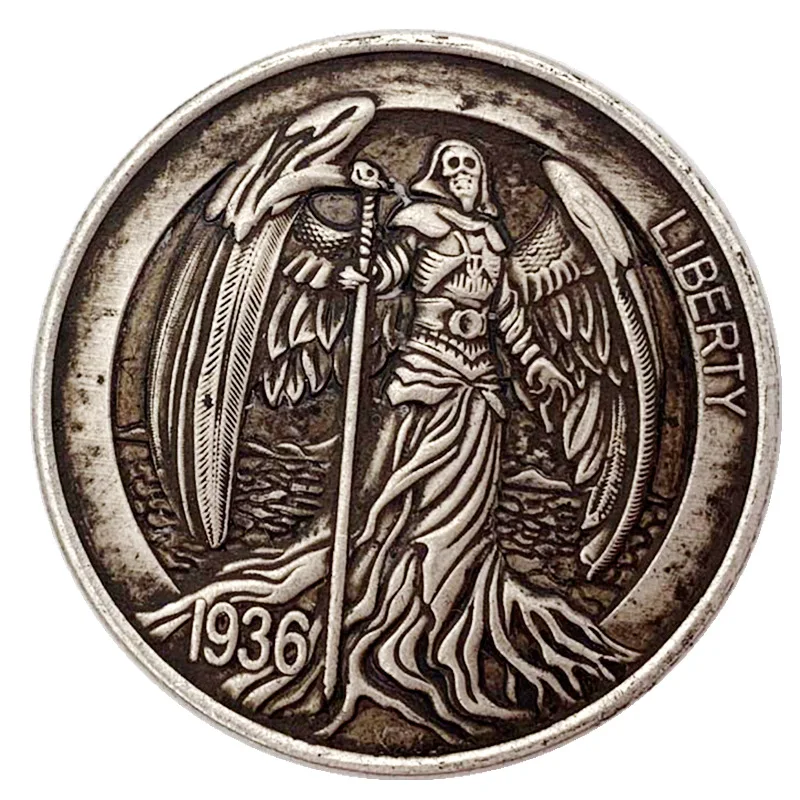 Wanderer Angel Patron Saint God Античная старинная Серебряная Памятная монета рельефная