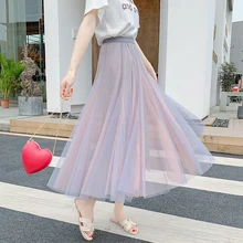 Новинка, Женская фатиновая юбка с эластичной резинкой на талии, сетчатая+ подкладка, пышная фатиновая юбка, юбка Феи принцессы, розовая, черная, плиссированная юбка