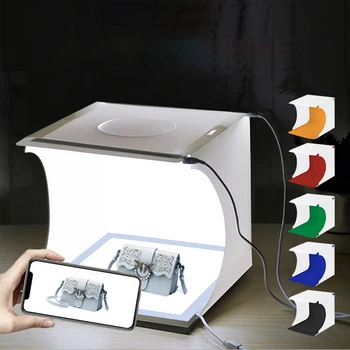 

Mini Photo Studio Portable Folding Lightbox Photography Studio Soft box LED Light Photo Soft Box for iPhone DSLR Camera Backdrop