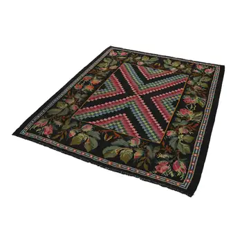 

166x194 Cm Black Handmade Vintage Moldovan Rugs Rug-5x6 Ft