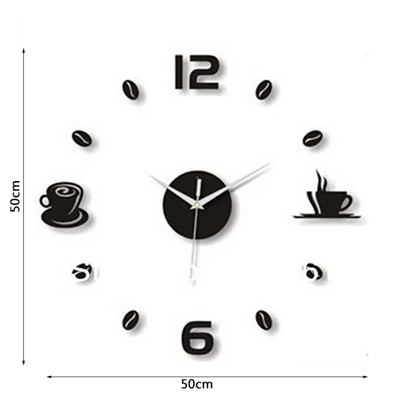 

Fun Coffee Wall Clock Mirror Background Wall Stickers Family Room Modern Office Decoration Stickers DIY Art Design 4 Colors