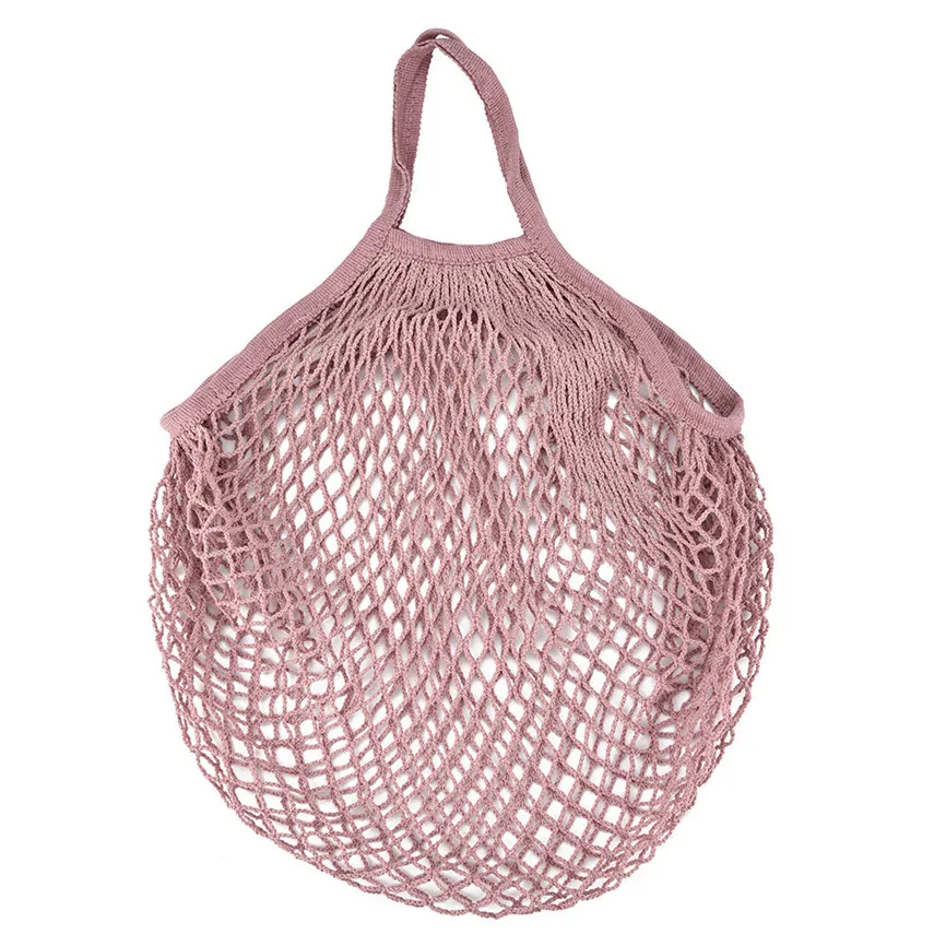 Purple Vegetable Bags Reusable Fruit Shopping String Grocery Shopper Cotton Tote Mesh Woven Net Shoulder Bag Capacity Grocery Handbag - Цвет: Purple