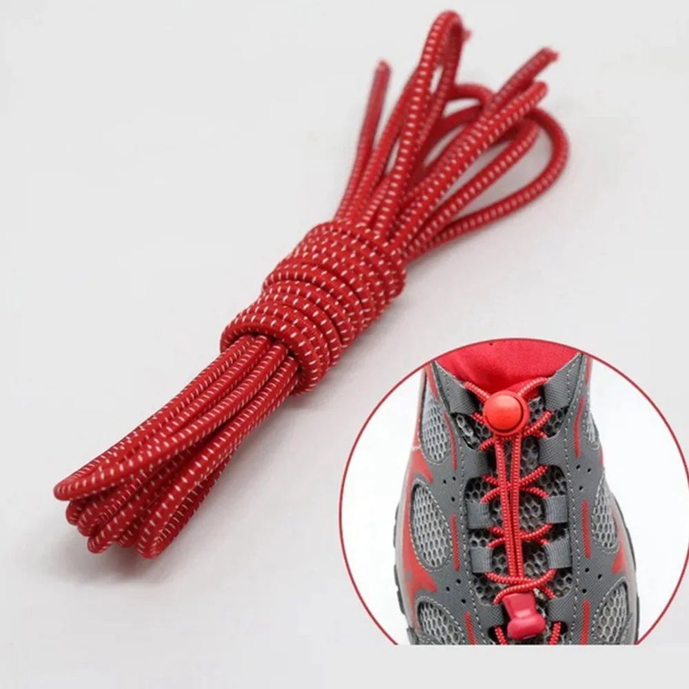 1 Pair Unisex Elastic Lock Shoelaces Running Jogging Trainer Reflective Sneakers Laces No Tie Shoe Laces Sports Shoelaces - Цвет: 9