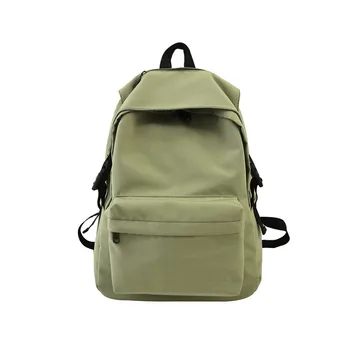 

Classic Wild Backpack Female Simple Solid Color Student Schoolbag Casual Wide Shoulder Strap Backpack Go School Essential