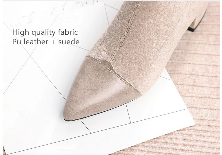 JIANBUDAN Romantic women's high heel autumn boots High quality suede ankle boots Short plush winter Office Stretch boots 34-40