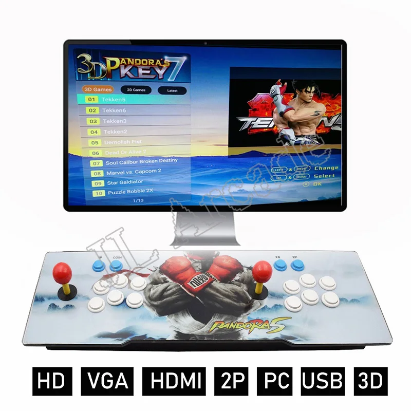 

3D Pandora Sleutel 7 Arcade Console | 2413 Retro HD Games | 1920x1080P | 2 Speler Game Controls | Toevoegen meer Games | Onderst