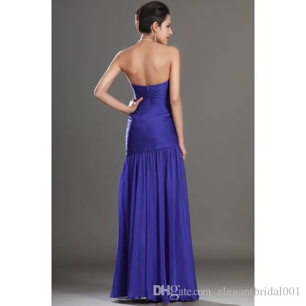 Новинка, vestido de festa Curto, шифоновое платье с сердечком спереди, королевское синее платье для выпускного вечера, длина до лодыжки, Вечерние Платья, Платья для подружек невесты