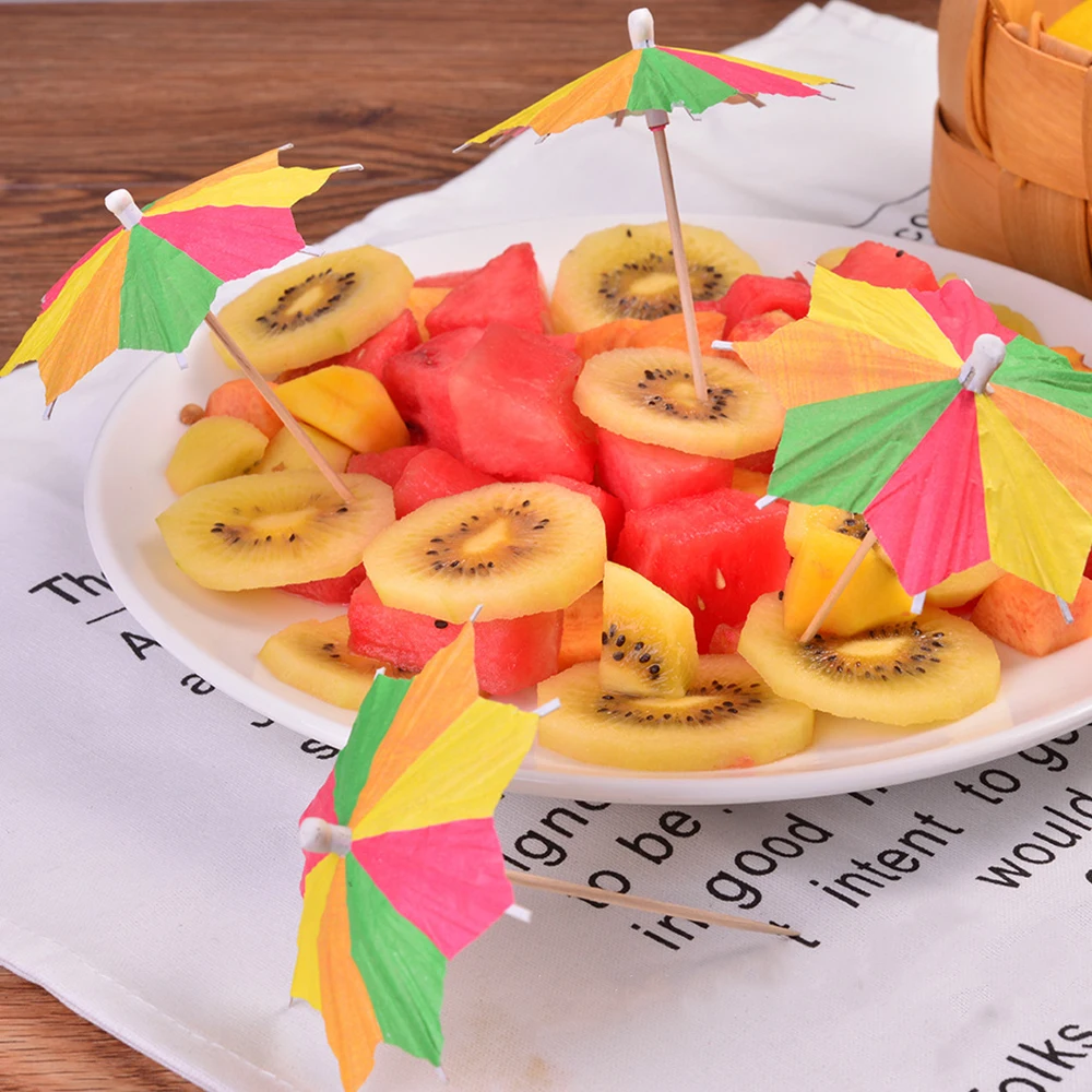144Pcs Drink Fruit Cake Sticks Mini Umbrella Paper Cocktail Parasols Umbrellas Wedding Decoration Birthday Party Supplies | Дом и сад