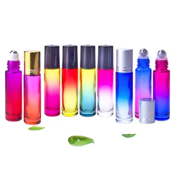 

100pcs Colorful 10cc Roller Glass Bottle Empty Fragrance Perfume Essential Oil Bottle 10ml Roll-On Bottle