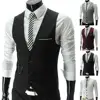 Vests Men V Neck Sleeveless Button Pocket Blazer Suit Fashion Waistcoat 4